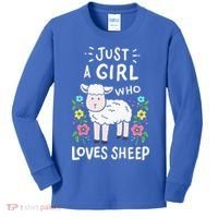 Cute Sheep Just A Girl Who Loves Sheep Kids Long Sleeve Shirt thumb 0