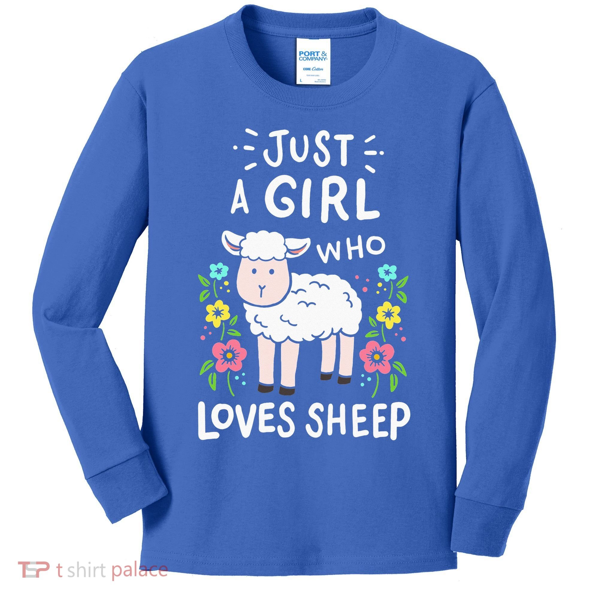 Cute Sheep Just A Girl Who Loves Sheep Kids Long Sleeve Shirt