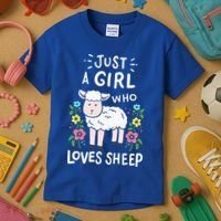 Cute Sheep Just A Girl Who Loves Sheep Kids T-Shirt thumb 3