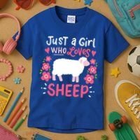 Cool Sheep Just A Girl Who Loves Sheep Funny Gift For Sheep Lovers Kids T-Shirt thumb 3
