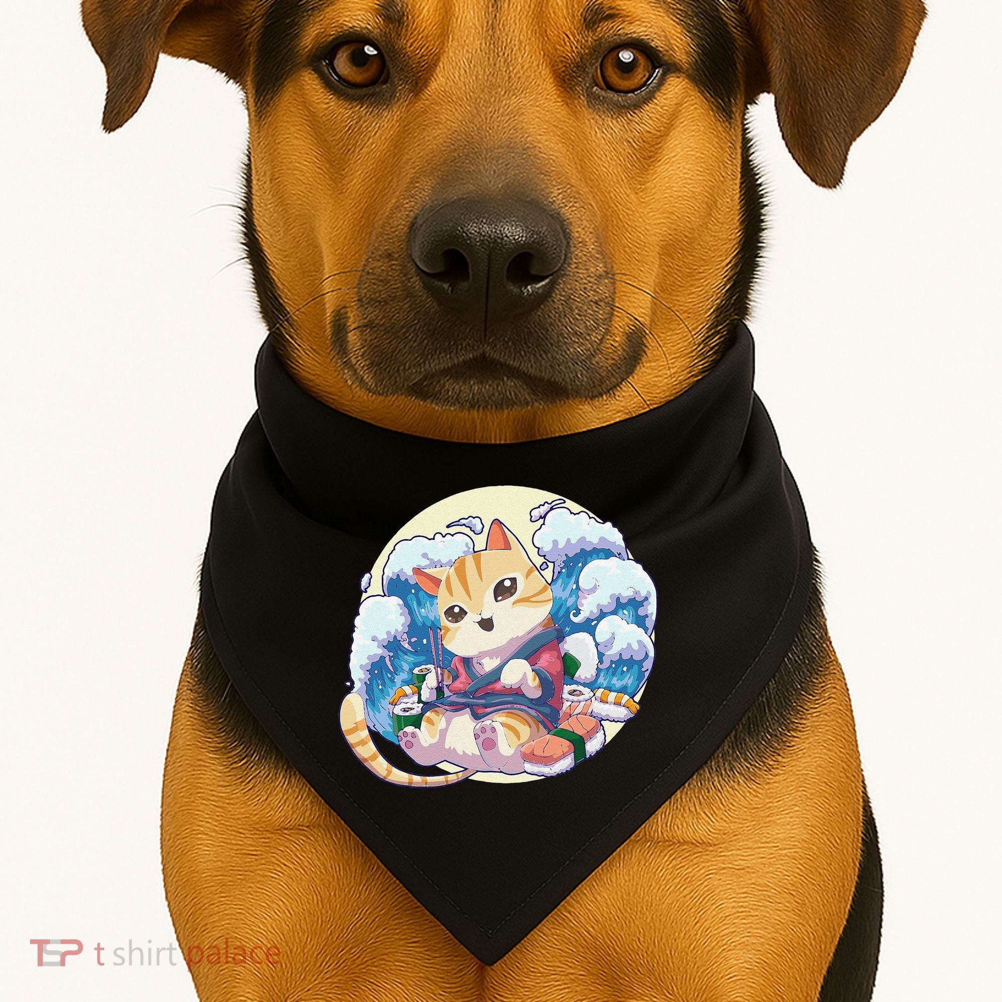 Cat Sushi Japanese Anime Kawaii Neko USA-Made Doggie Bandana