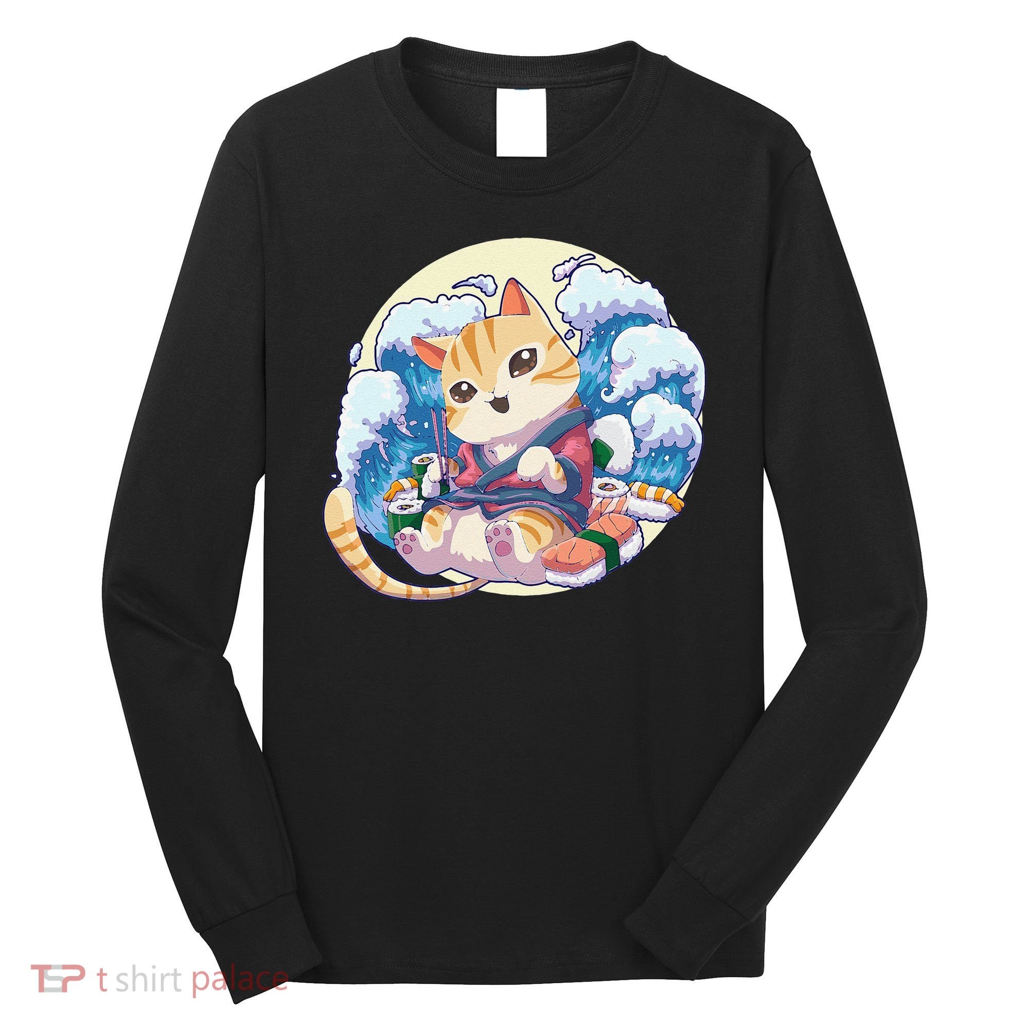 Cat Sushi Japanese Anime Kawaii Neko Long Sleeve Shirt