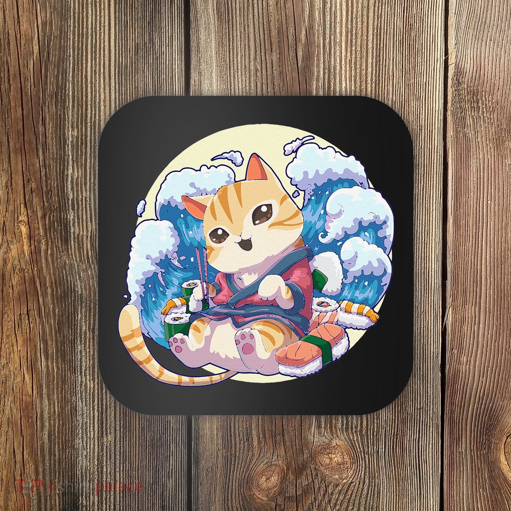 Cat Sushi Japanese Anime Kawaii Neko Coaster