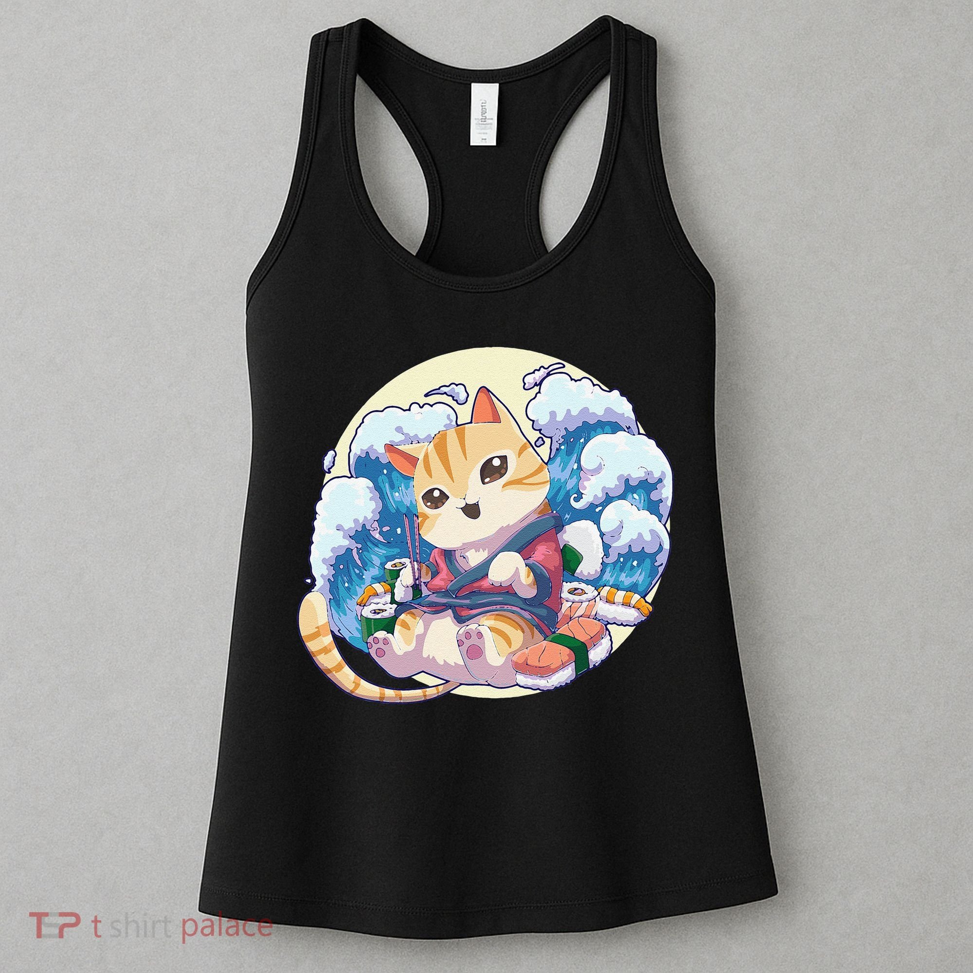 Cat Sushi Japanese Anime Kawaii Neko Women's Tank Top