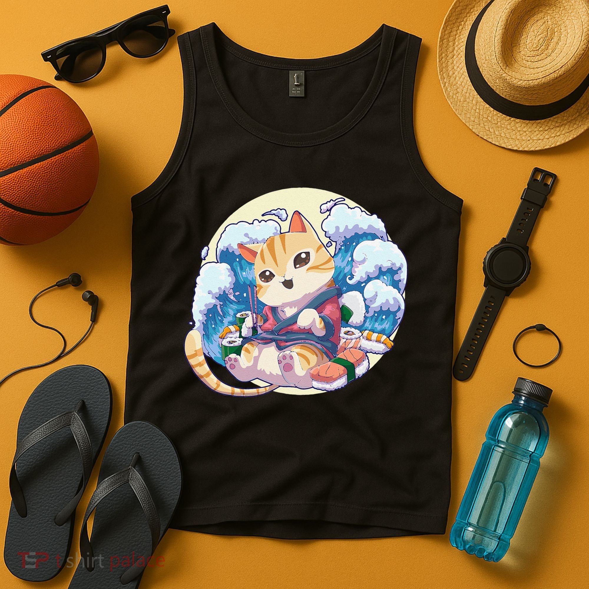 Cat Sushi Japanese Anime Kawaii Neko Tank Top