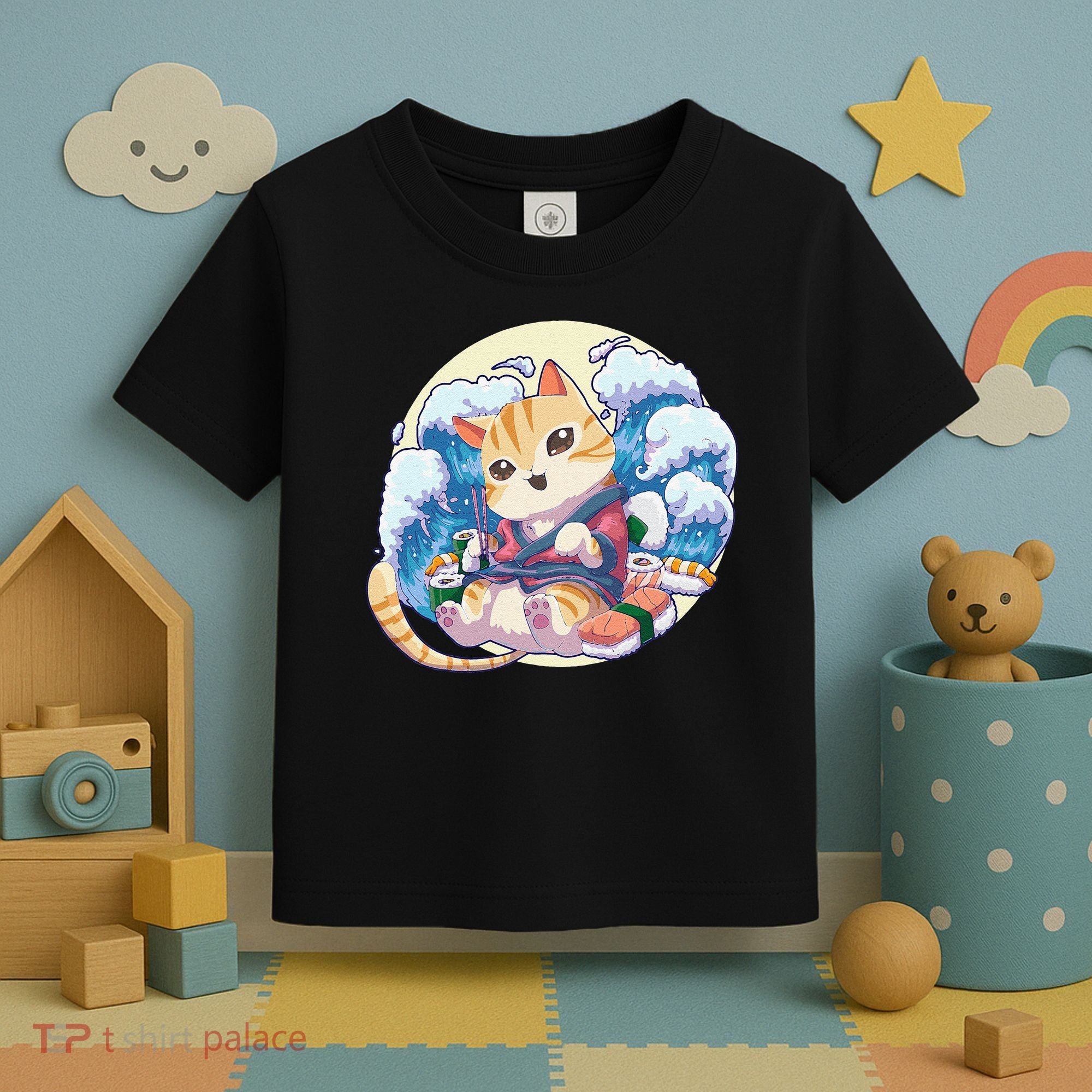 Cat Sushi Japanese Anime Kawaii Neko Toddler T-Shirt