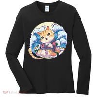 Cat Sushi Japanese Anime Kawaii Neko Women's Long Sleeve Shirt thumb 0
