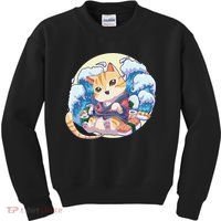 Cat Sushi Japanese Anime Kawaii Neko Kids Sweatshirt thumb 0