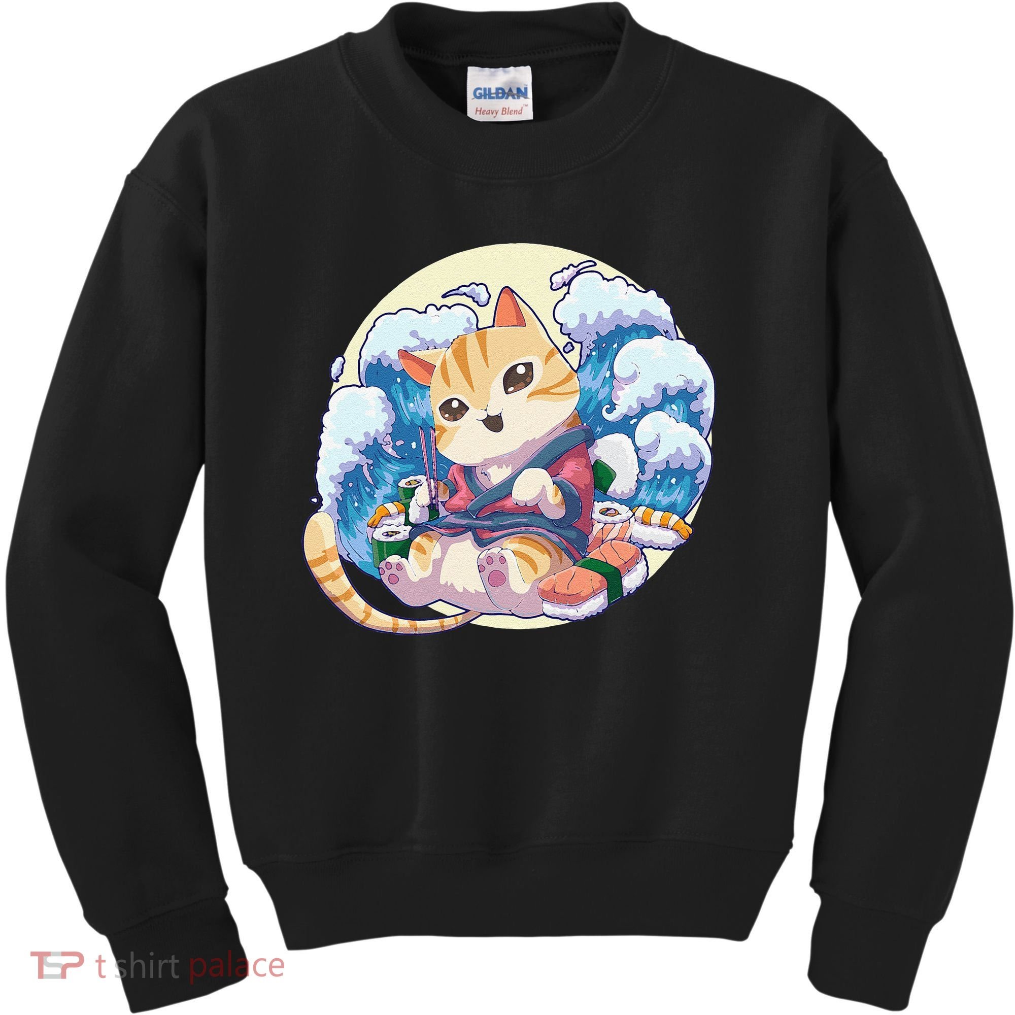 Cat Sushi Japanese Anime Kawaii Neko Kids Sweatshirt