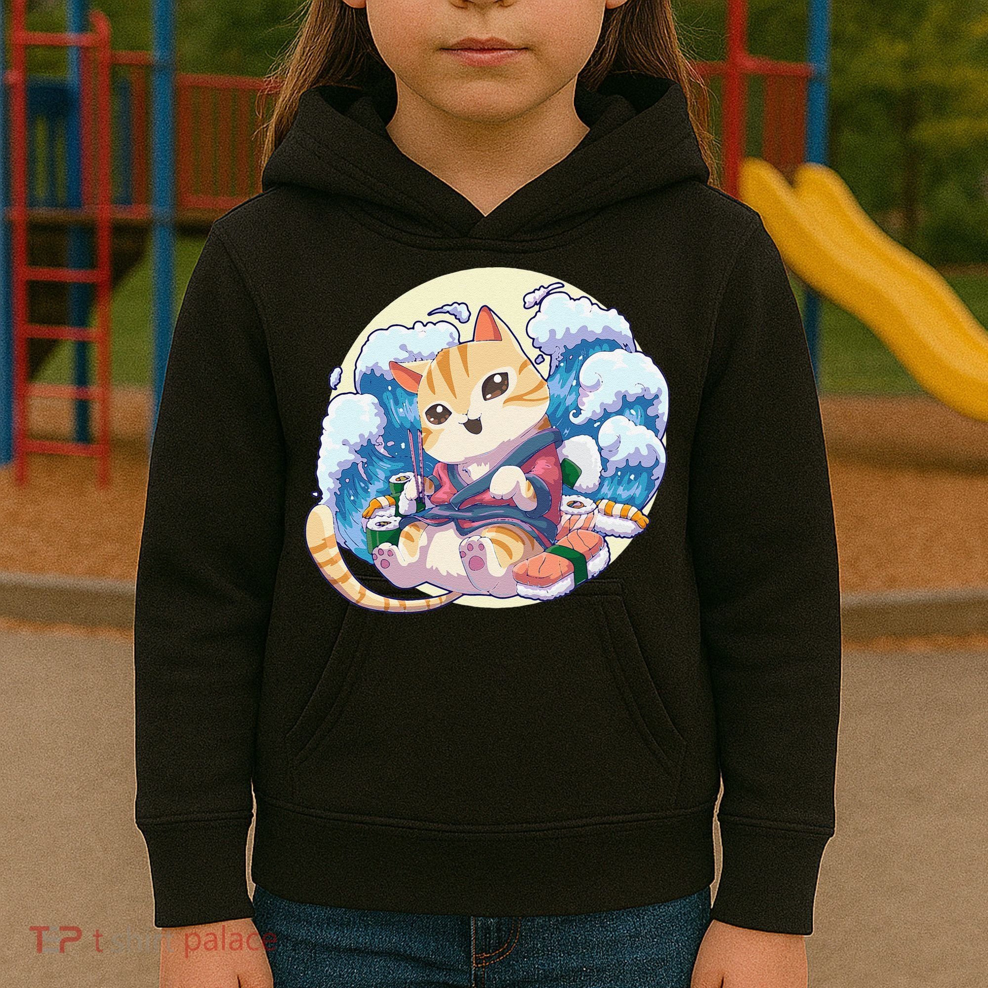 Cat Sushi Japanese Anime Kawaii Neko Kids Hoodie