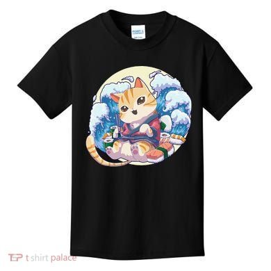 Cat Sushi Japanese Anime Kawaii Neko Kids T-Shirt