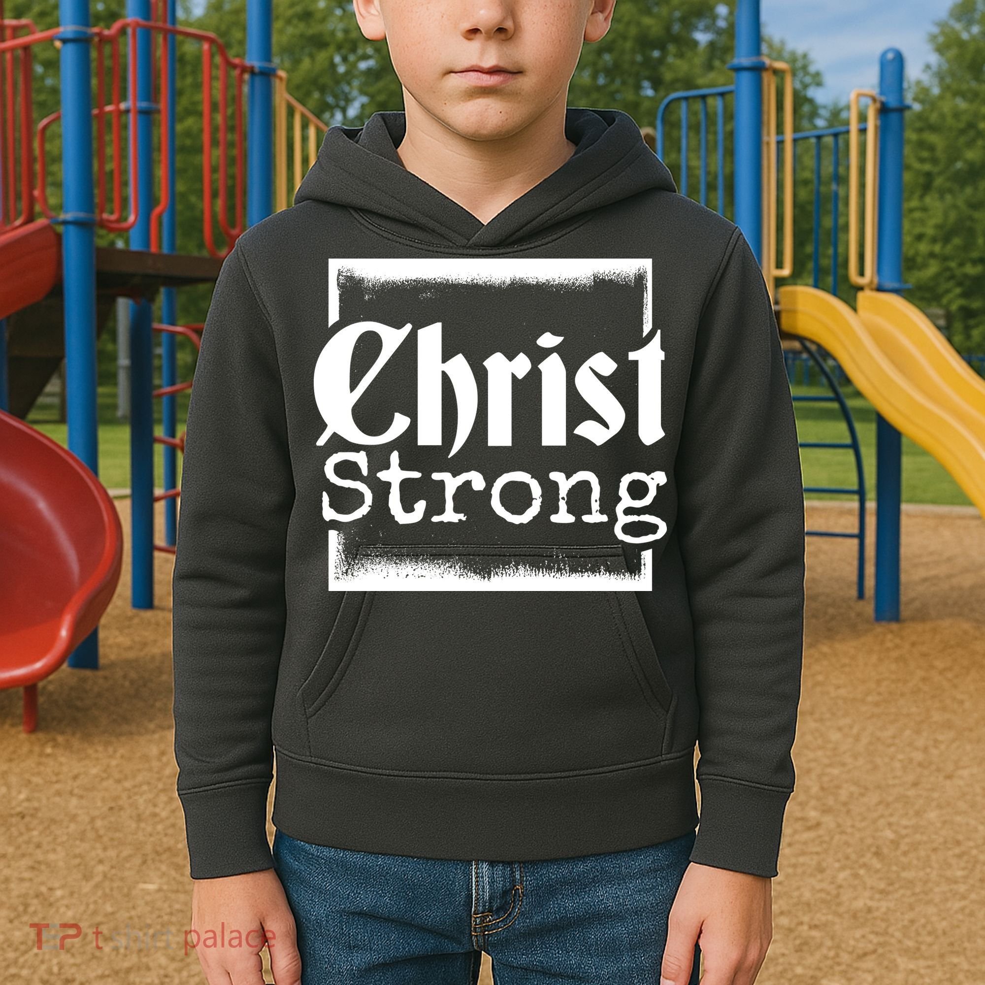 Christ Strong Jesus Lover Gift Kids Hoodie