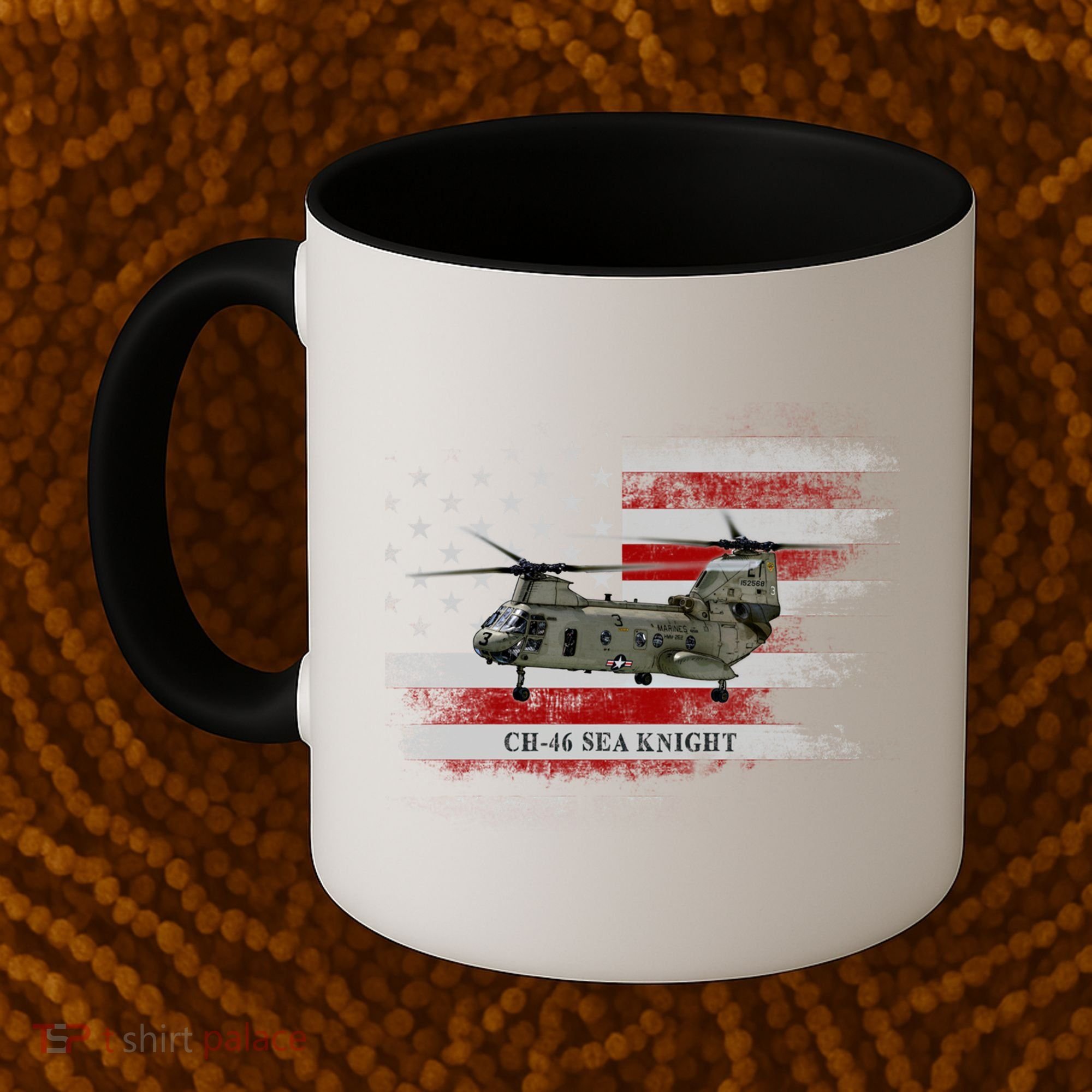 Ch46 Sea Knight Helicopter Usa Flag Helicopter Pilot Funny Gift Coffee Mug