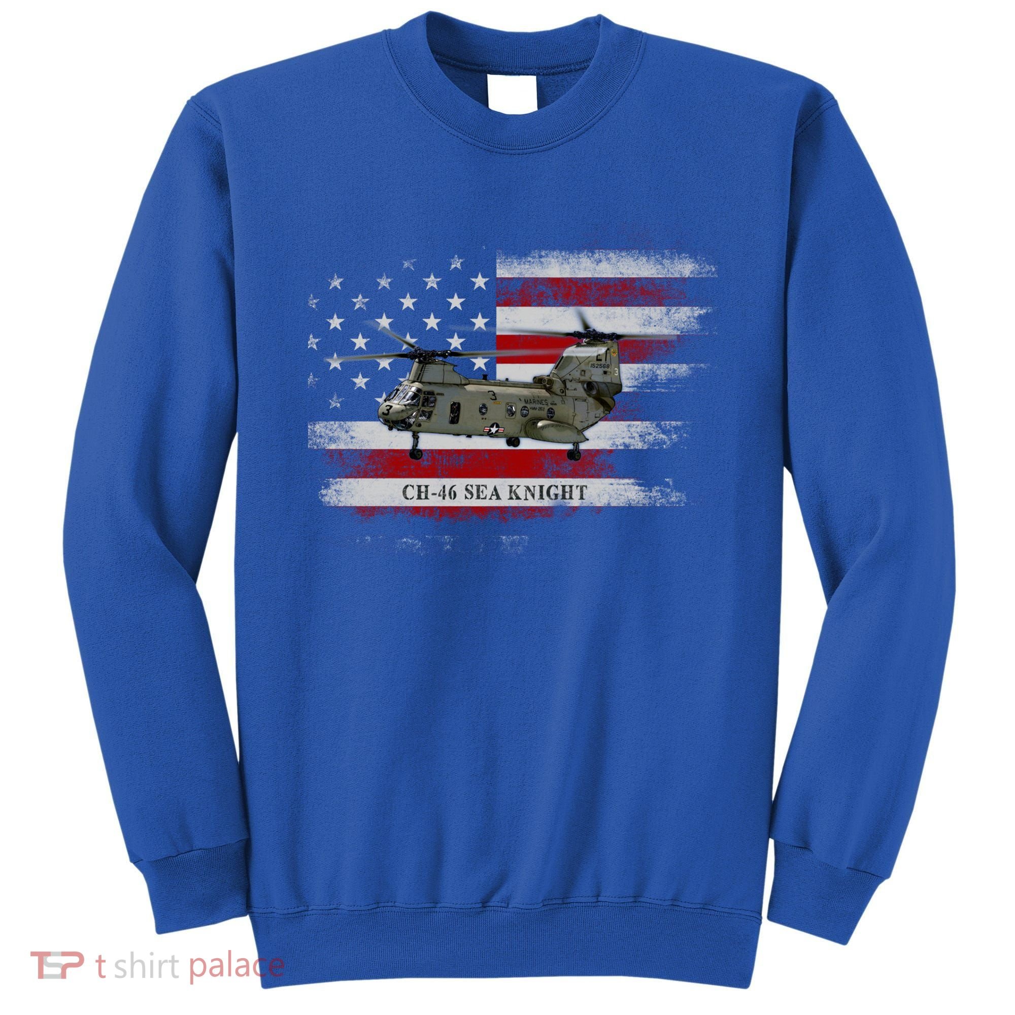 Ch46 Sea Knight Helicopter Usa Flag Helicopter Pilot Funny Gift Sweatshirt