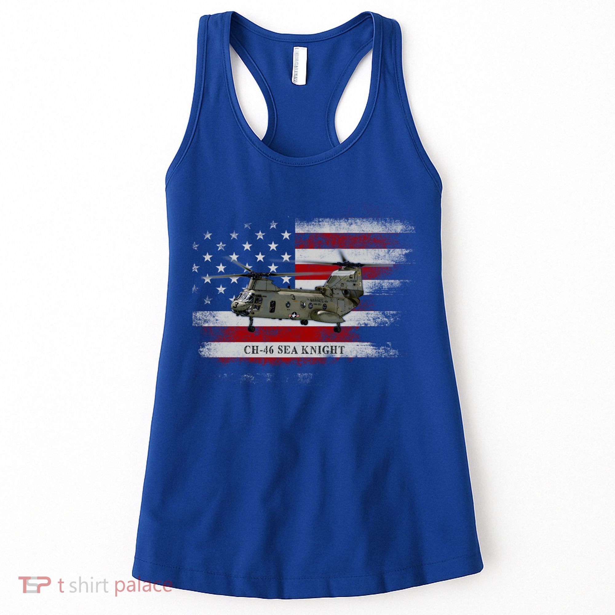 Ch46 Sea Knight Helicopter Usa Flag Helicopter Pilot Funny Gift Women's Tank Top