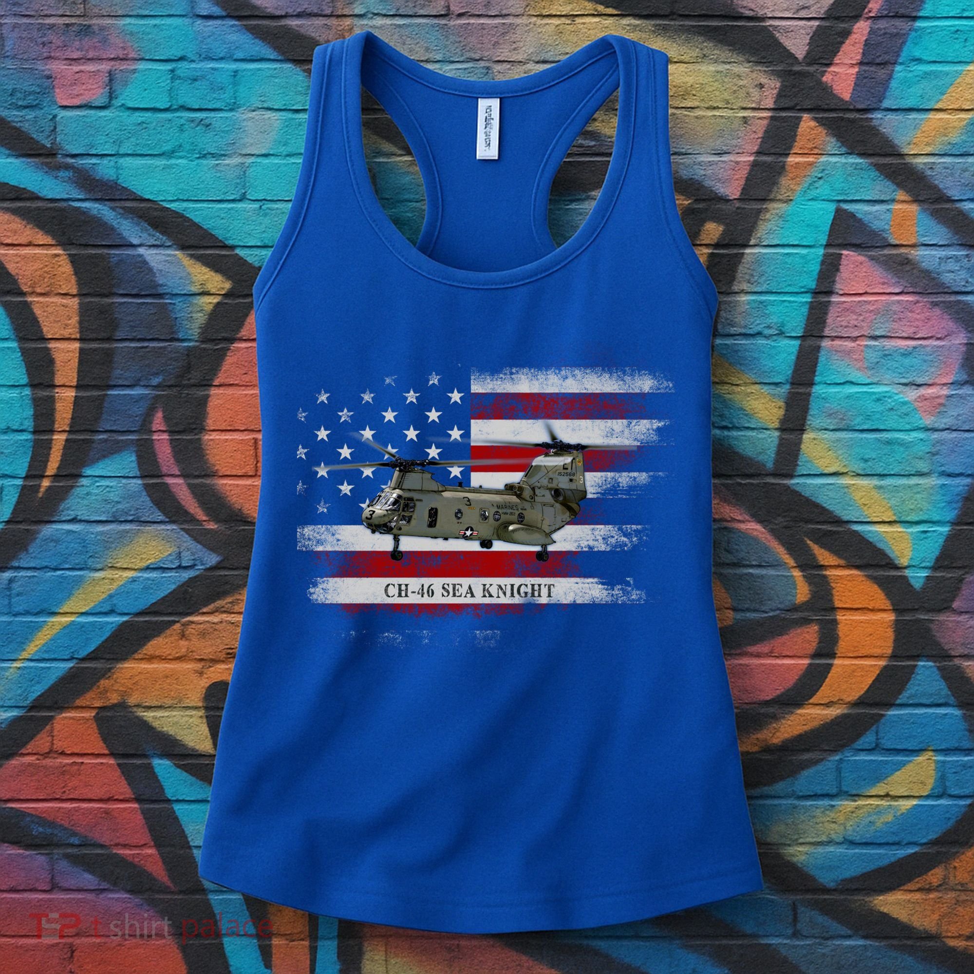 Ch46 Sea Knight Helicopter Usa Flag Helicopter Pilot Funny Gift Women's Tank Top