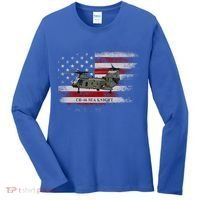 Ch46 Sea Knight Helicopter Usa Flag Helicopter Pilot Funny Gift Women's Long Sleeve Shirt thumb 0