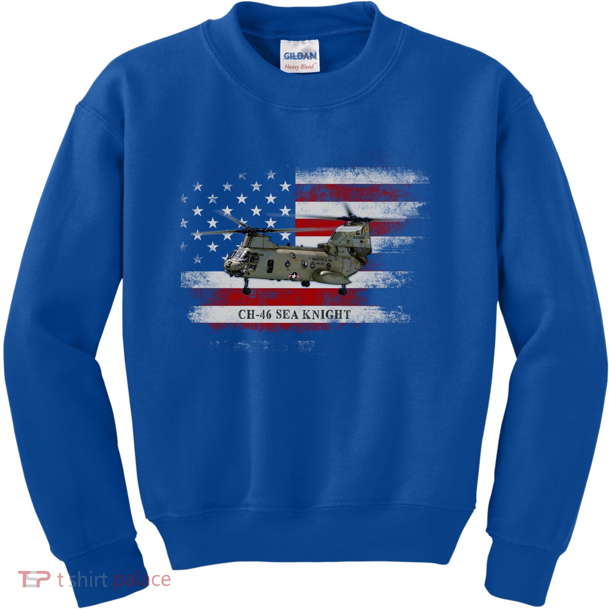 Ch46 Sea Knight Helicopter Usa Flag Helicopter Pilot Funny Gift Kids Sweatshirt