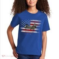 Ch46 Sea Knight Helicopter Usa Flag Helicopter Pilot Funny Gift Kids T-Shirt thumb 2