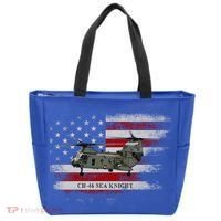 Ch46 Sea Knight Helicopter Usa Flag Helicopter Pilot Funny Gift Tote Bag thumb 0