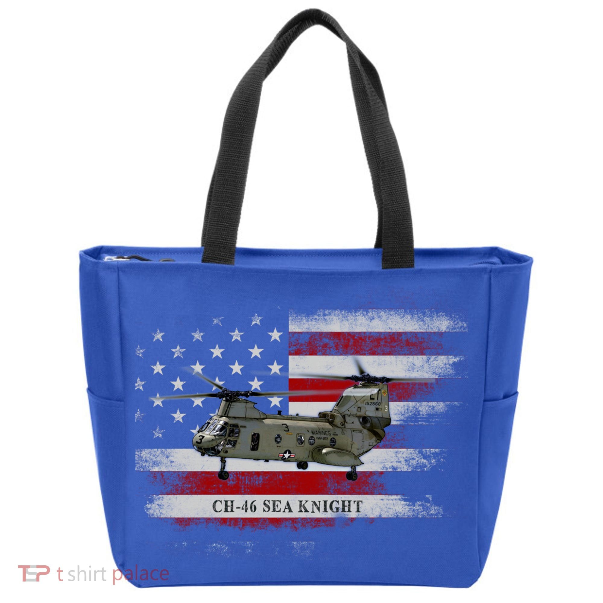 Ch46 Sea Knight Helicopter Usa Flag Helicopter Pilot Funny Gift Tote Bag