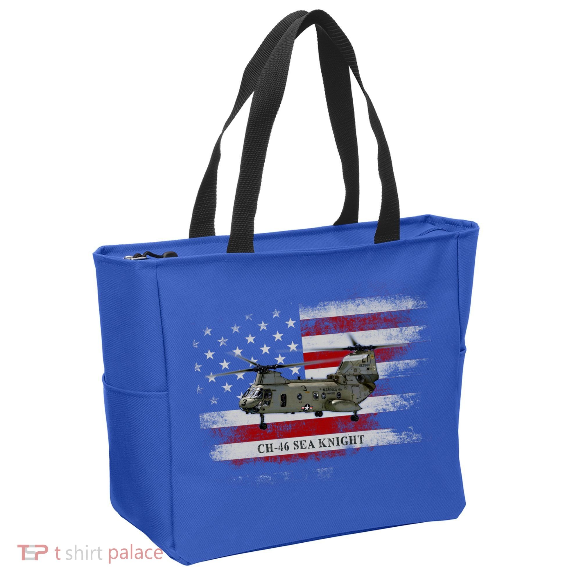 Ch46 Sea Knight Helicopter Usa Flag Helicopter Pilot Funny Gift Tote Bag
