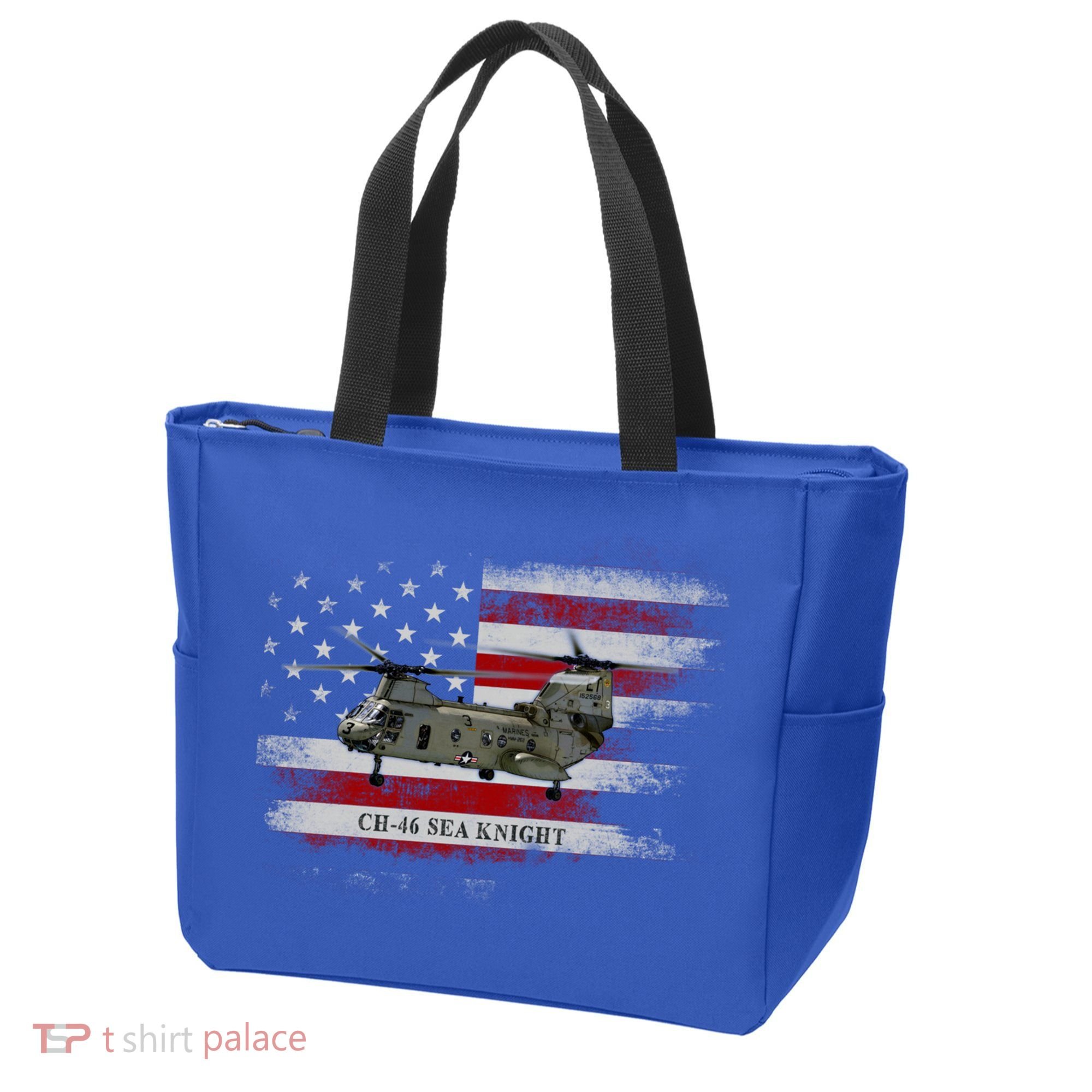 Ch46 Sea Knight Helicopter Usa Flag Helicopter Pilot Funny Gift Tote Bag