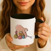Cute Sloth Knitting Yarn Knitting Wool Coffee Mug thumb 3