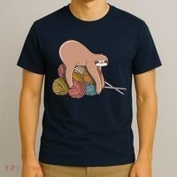Cute Sloth Knitting Yarn Knitting Wool T-Shirt thumb 3