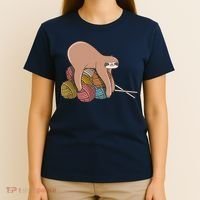Cute Sloth Knitting Yarn Knitting Wool T-Shirt thumb 4