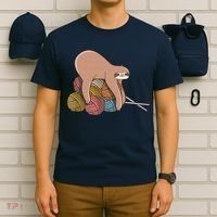 Cute Sloth Knitting Yarn Knitting Wool T-Shirt thumb 6