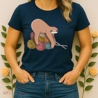 Cute Sloth Knitting Yarn Knitting Wool Women's T-Shirt thumb 2