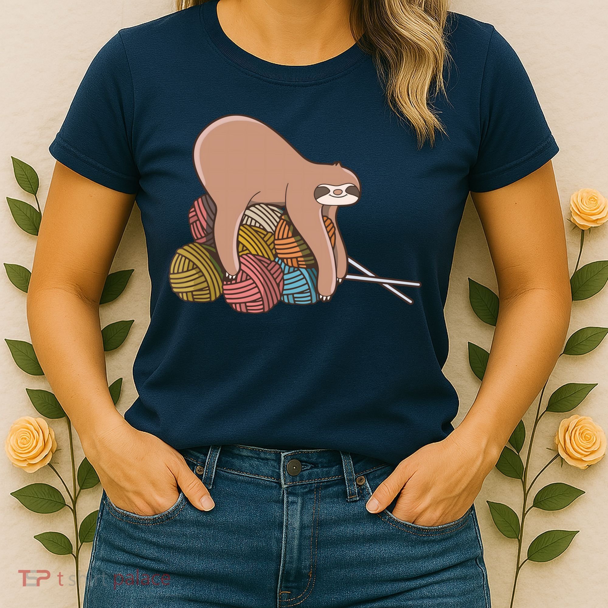 Cute Sloth Knitting Yarn Knitting Wool Women's T-Shirt