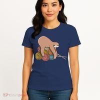 Cute Sloth Knitting Yarn Knitting Wool Women's T-Shirt thumb 4