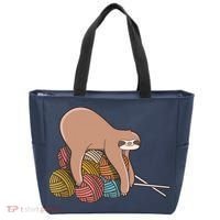 Cute Sloth Knitting Yarn Knitting Wool Tote Bag thumb 0