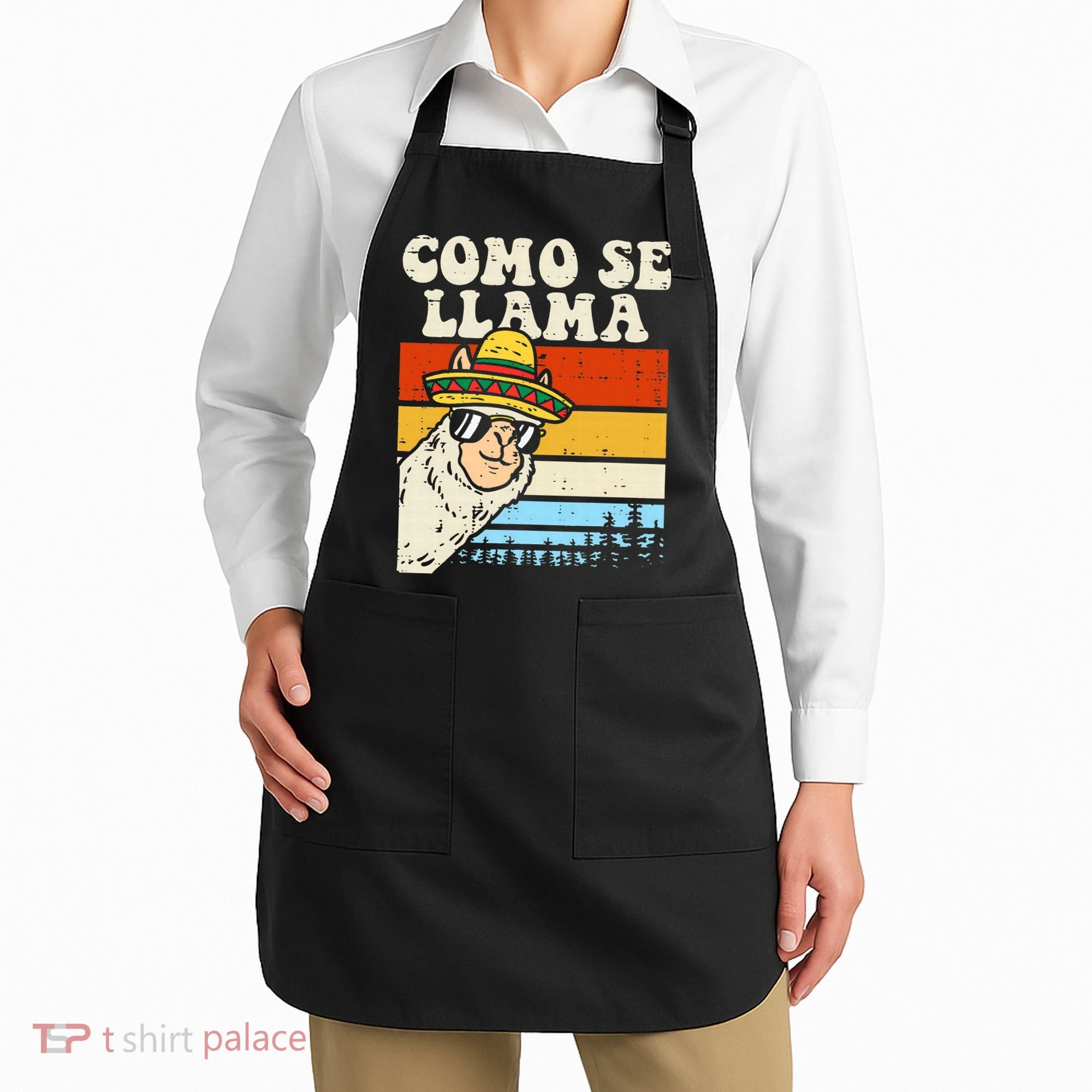 Como Se Llama Funny Cinco De Mayo Mexican Alpaca Animal Apron