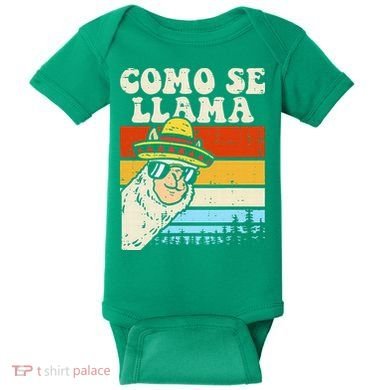 Como Se Llama Funny Cinco De Mayo Mexican Alpaca Animal Baby Bodysuit
