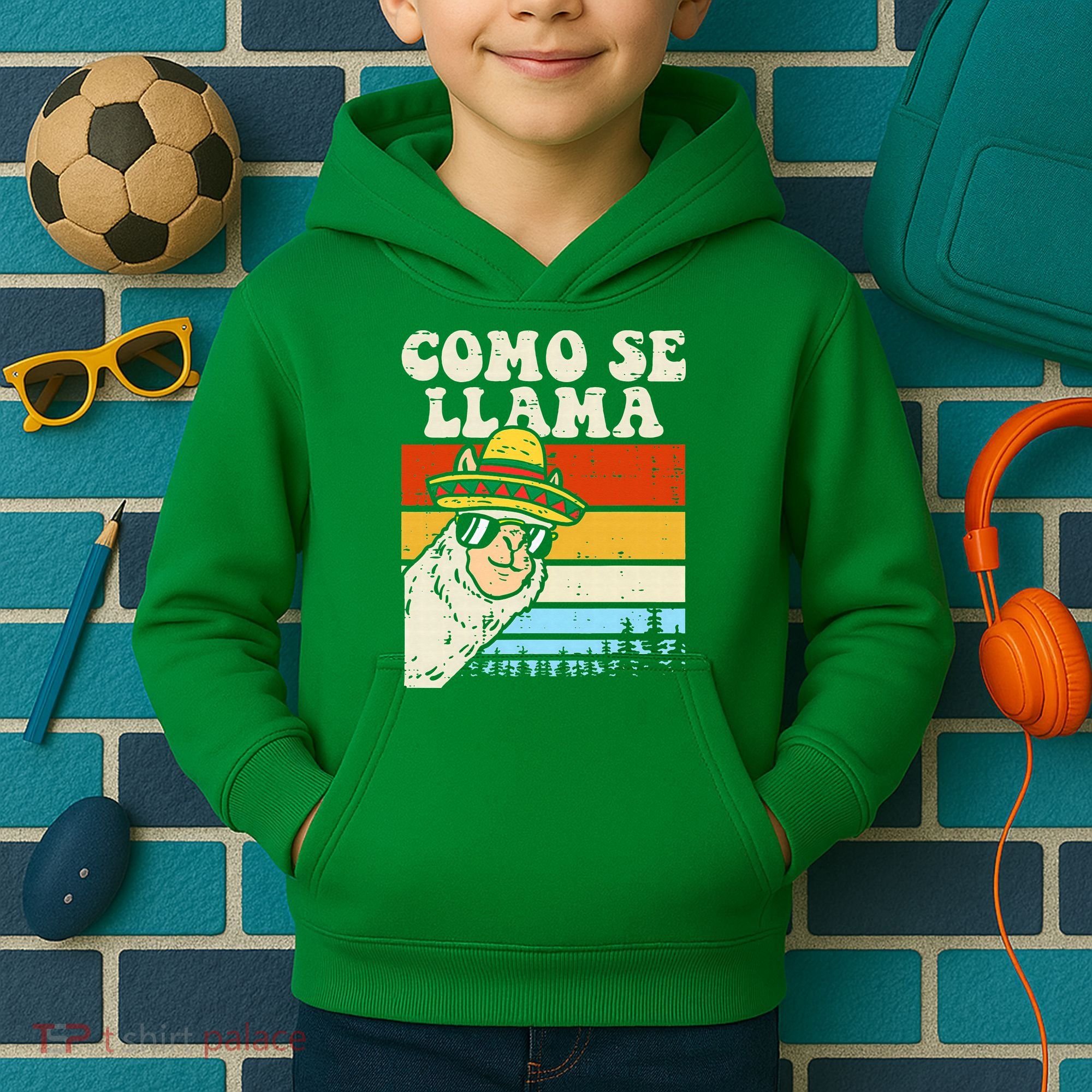 Como Se Llama Funny Cinco De Mayo Mexican Alpaca Animal Kids Hoodie