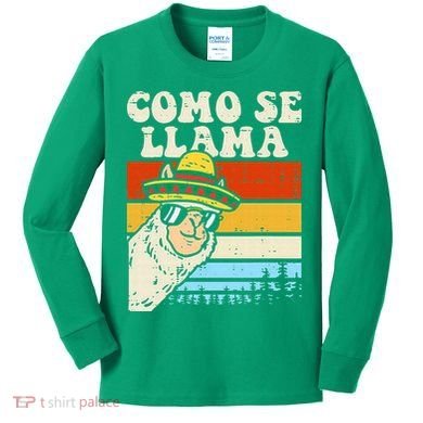 Como Se Llama Funny Cinco De Mayo Mexican Alpaca Animal Kids Long Sleeve Shirt