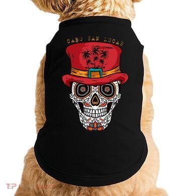 Cabo San Lucas Sugar Skull & Hat Souvenir Doggie Tank