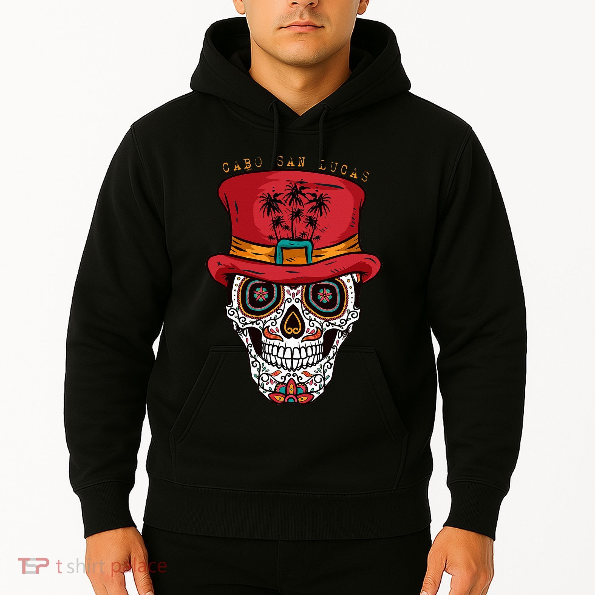 Cabo San Lucas Sugar Skull & Hat Souvenir Hoodie