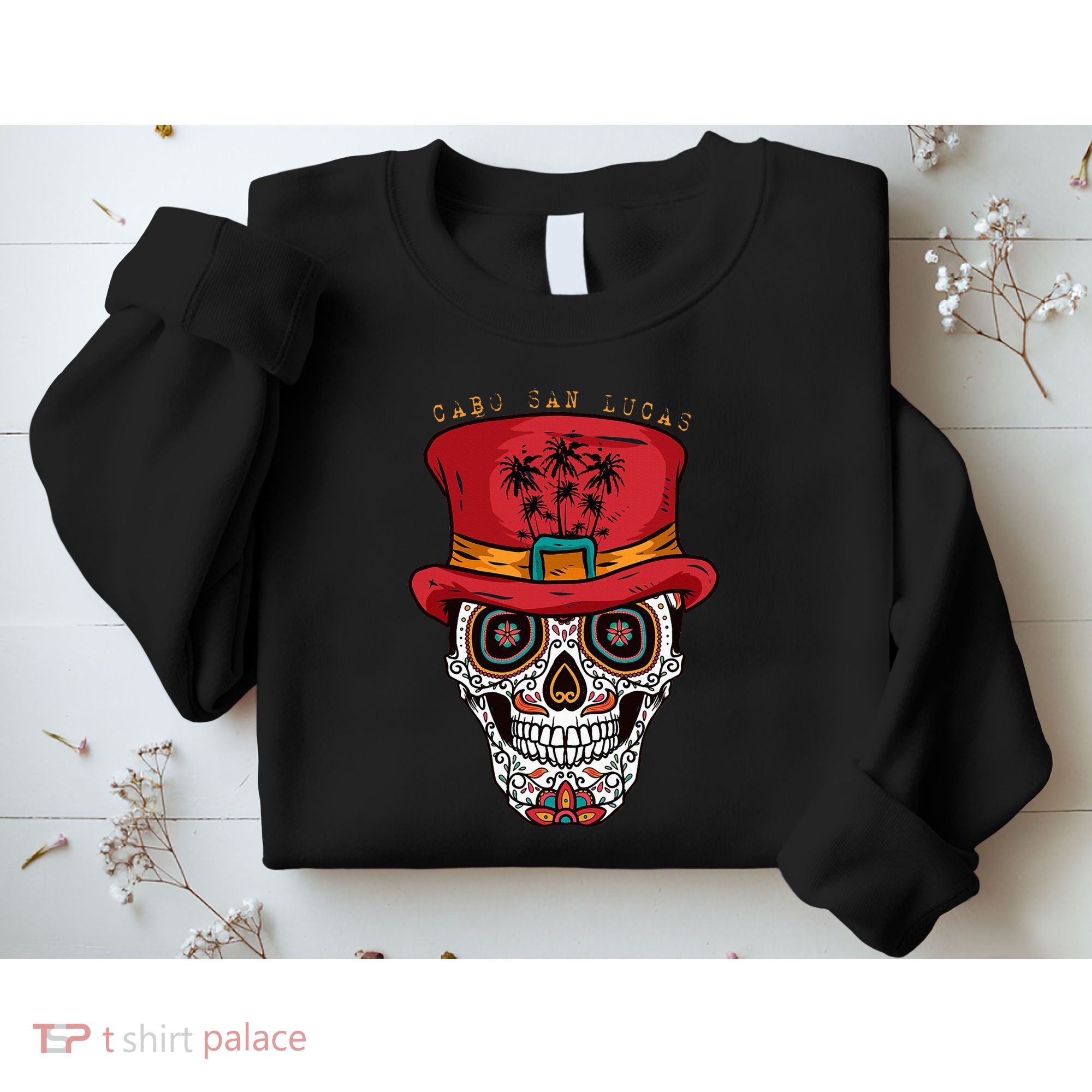Cabo San Lucas Sugar Skull & Hat Souvenir Sweatshirt