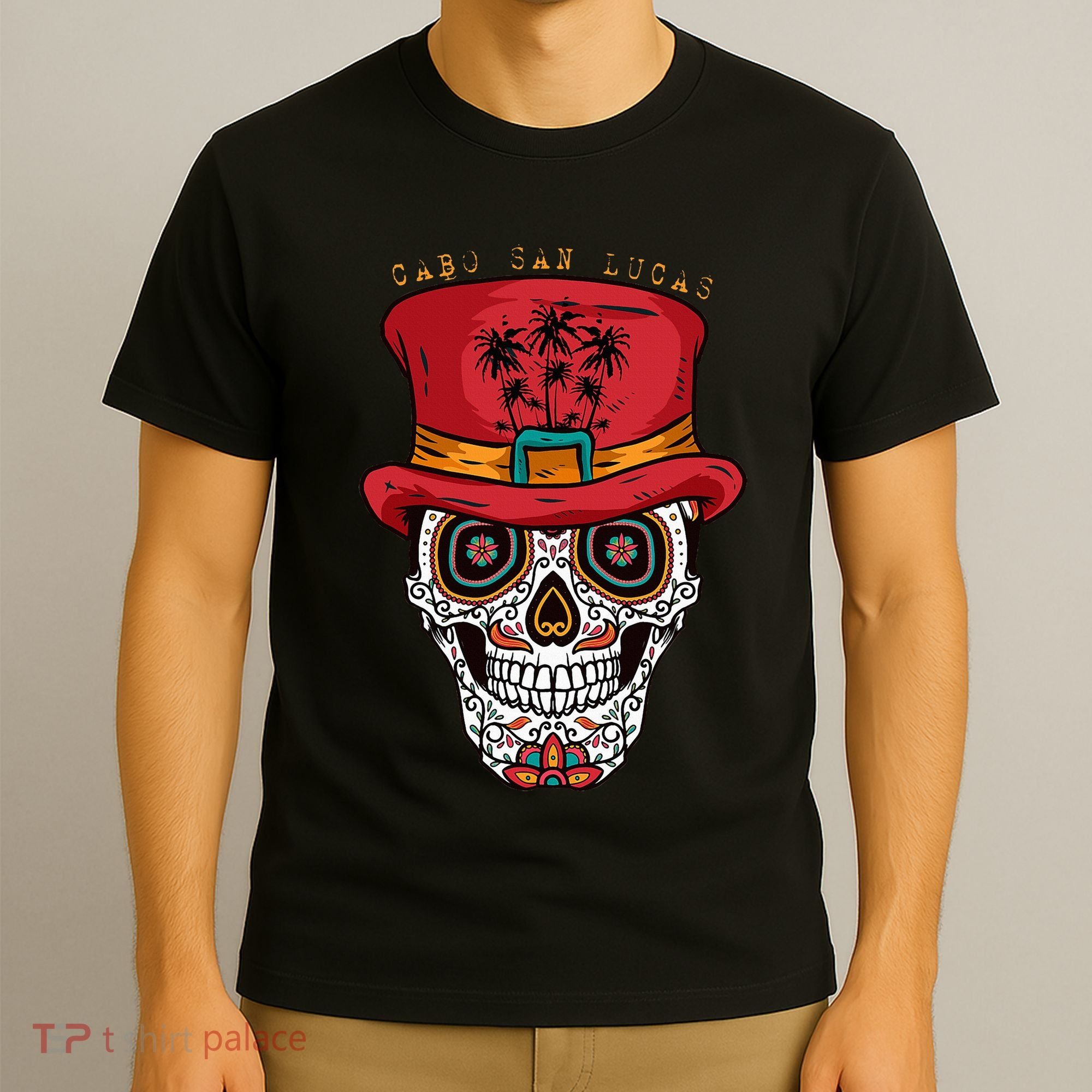 Cabo San Lucas Sugar Skull & Hat Souvenir T-Shirt