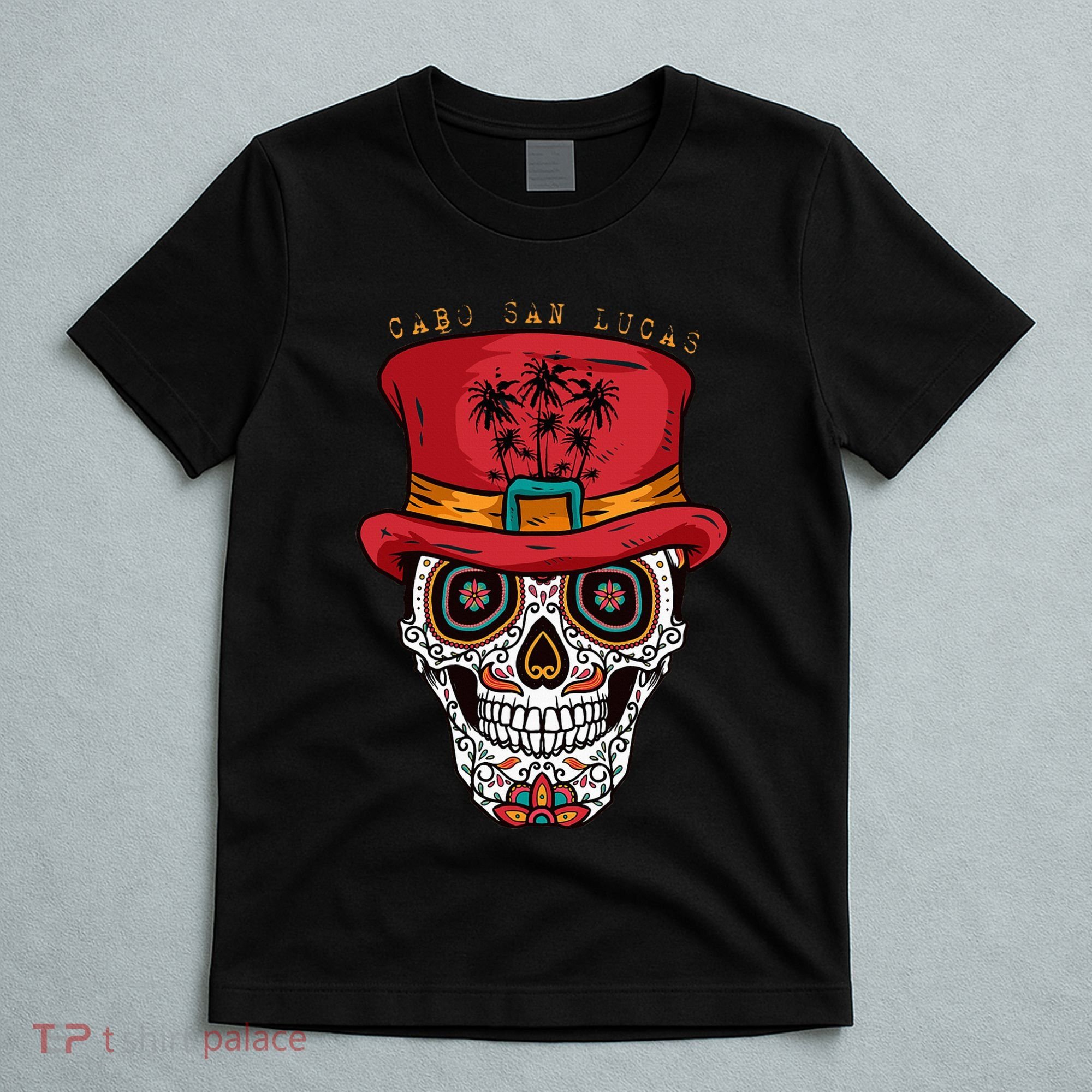 Cabo San Lucas Sugar Skull & Hat Souvenir T-Shirt