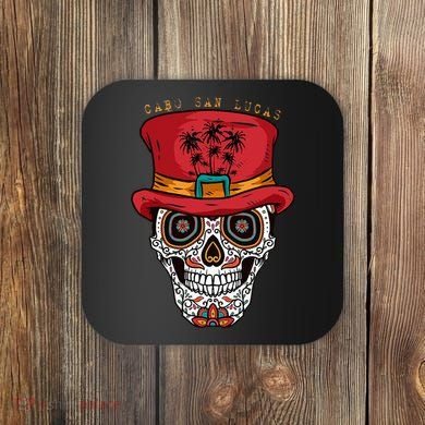 Cabo San Lucas Sugar Skull & Hat Souvenir Coaster