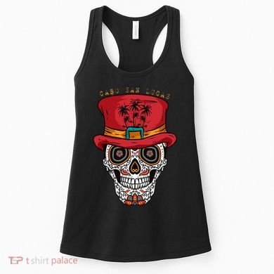 Cabo San Lucas Sugar Skull & Hat Souvenir Women's Tank Top