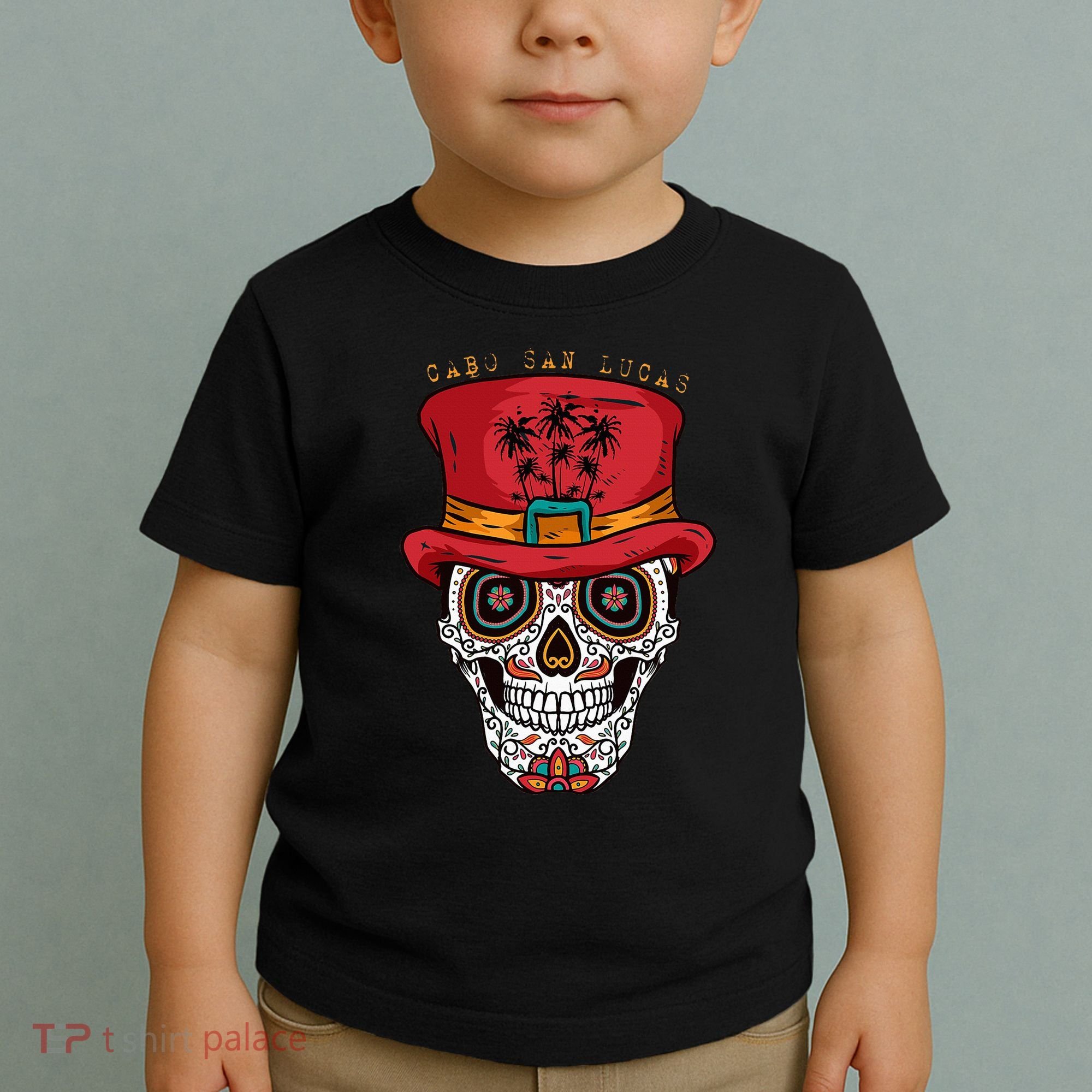 Cabo San Lucas Sugar Skull & Hat Souvenir Toddler T-Shirt