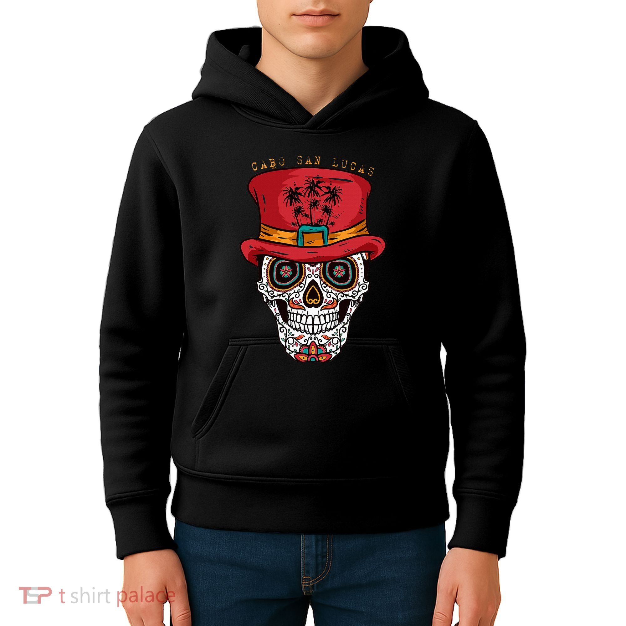 Cabo San Lucas Sugar Skull & Hat Souvenir Kids Hoodie