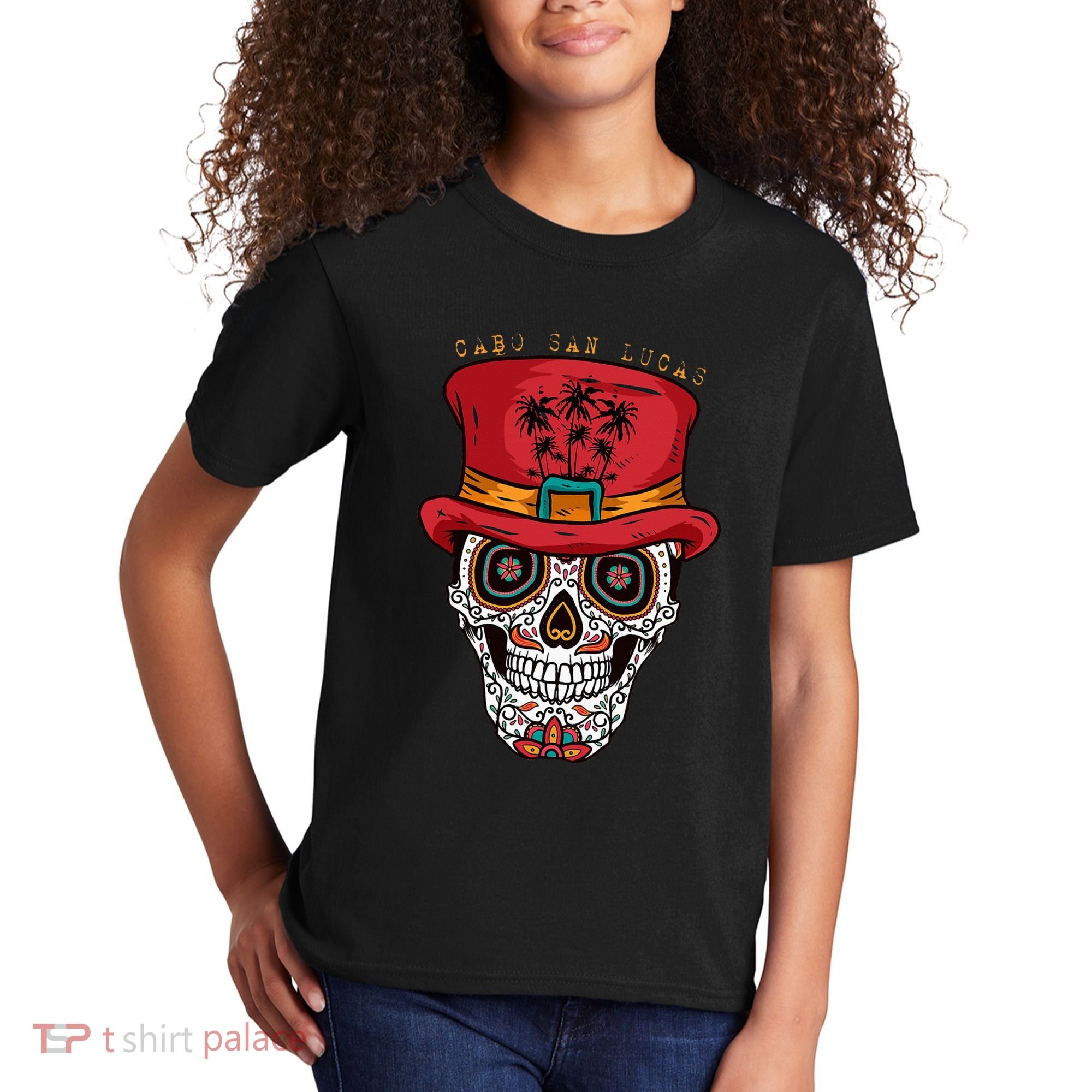 Cabo San Lucas Sugar Skull & Hat Souvenir Kids T-Shirt