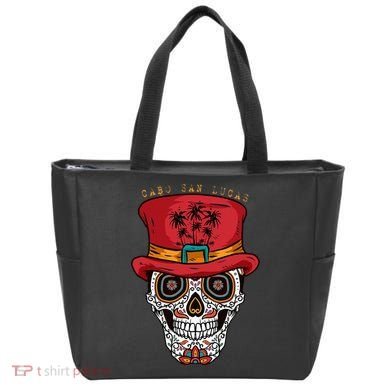 Cabo San Lucas Sugar Skull & Hat Souvenir Tote Bag